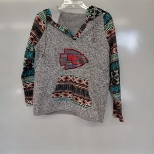 Kansas City Chiefs KC Football NFL Aztec Tribal Hoodie Boho Women's Size L